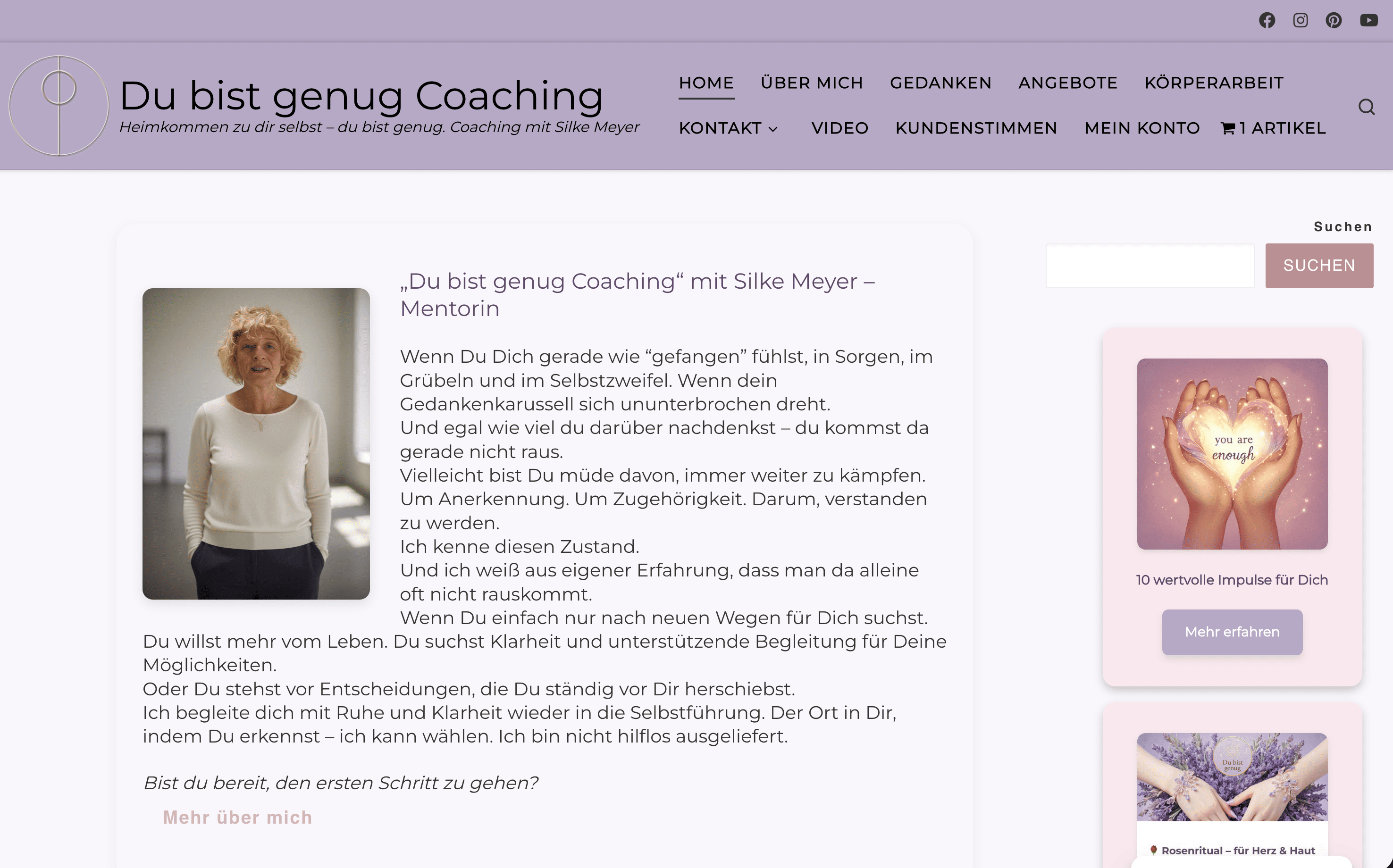 Bild von der Website https://du-bist-genug-coaching.de
