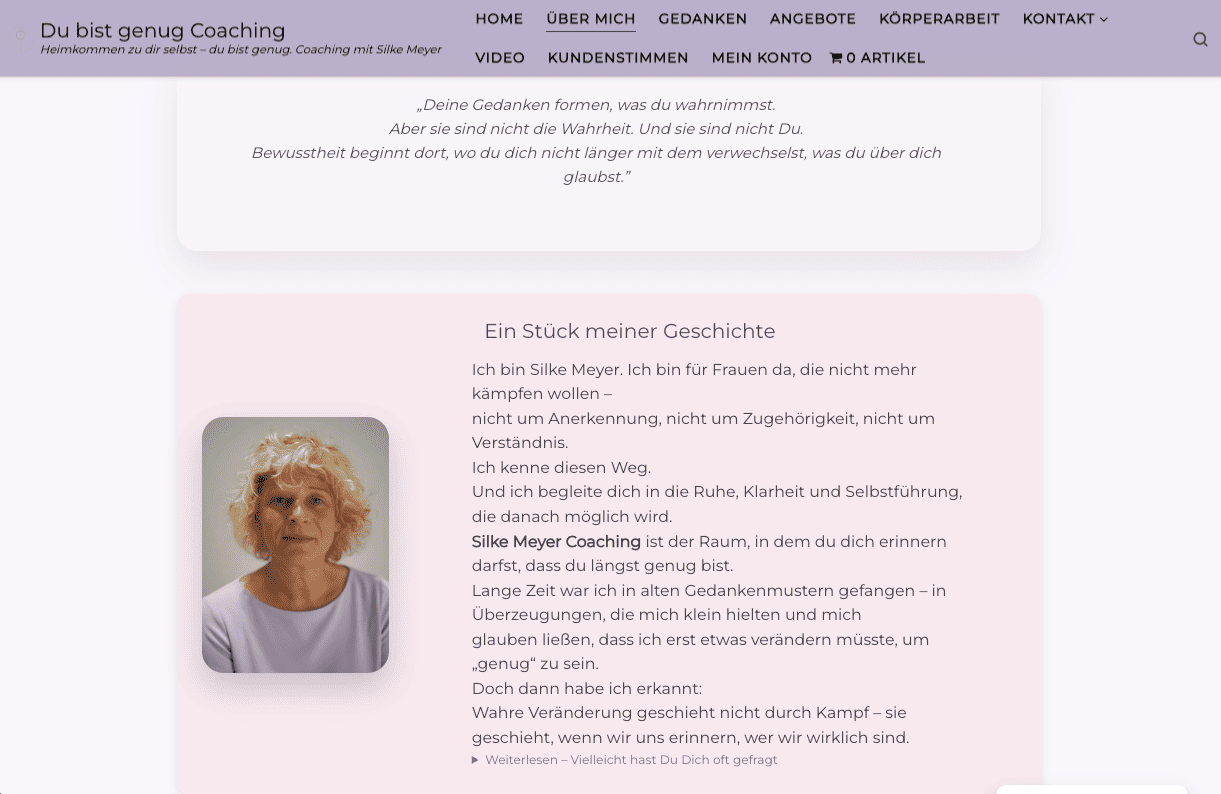Bild von der Website https://du-bist-genug-coaching.de