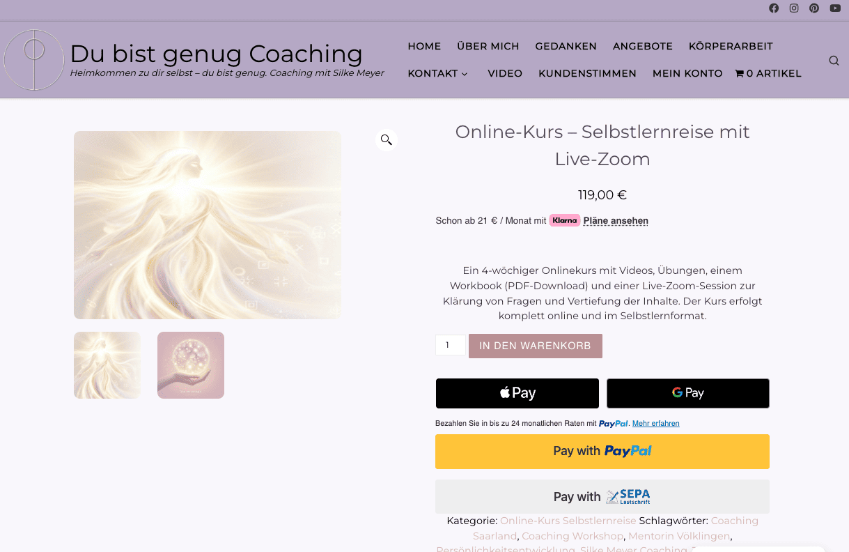 Bild von der Website https://du-bist-genug-coaching.de